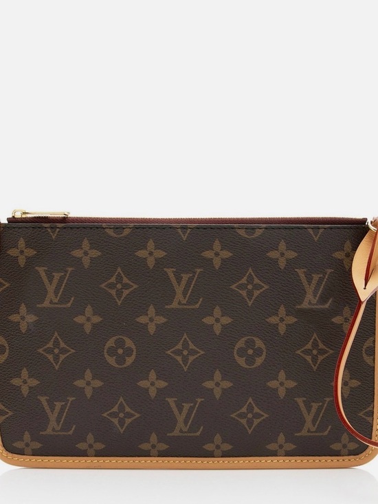 Louis Vuitton Handbags - Louis Vuitton Brown Monogram Canvas Wristlet Clutch with Tan Trim